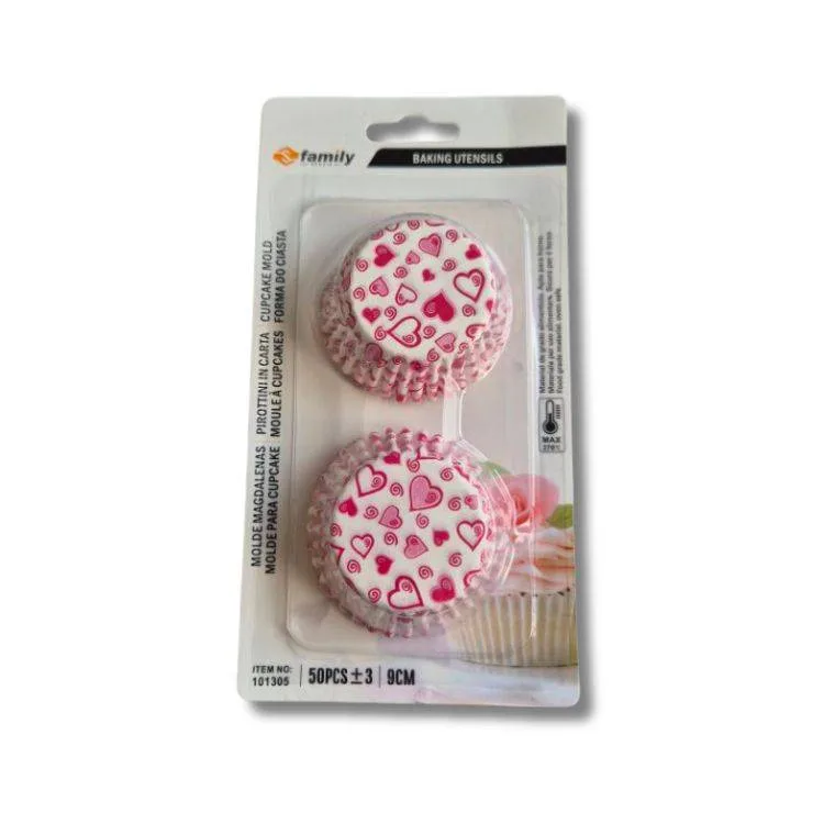 Papírové košíčky na muffiny Srdíčka a spirálky, 4 × 2,2 cm (50 ks)