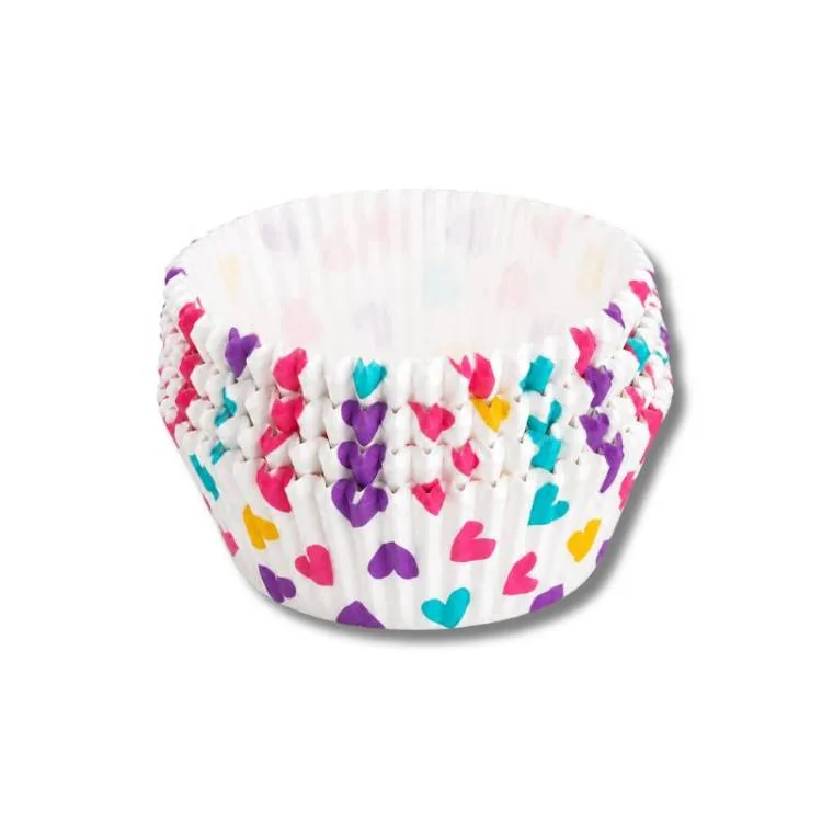 Košíčky na muffiny Srdíčka bílý podklad 5 × 2 cm (100 ks)