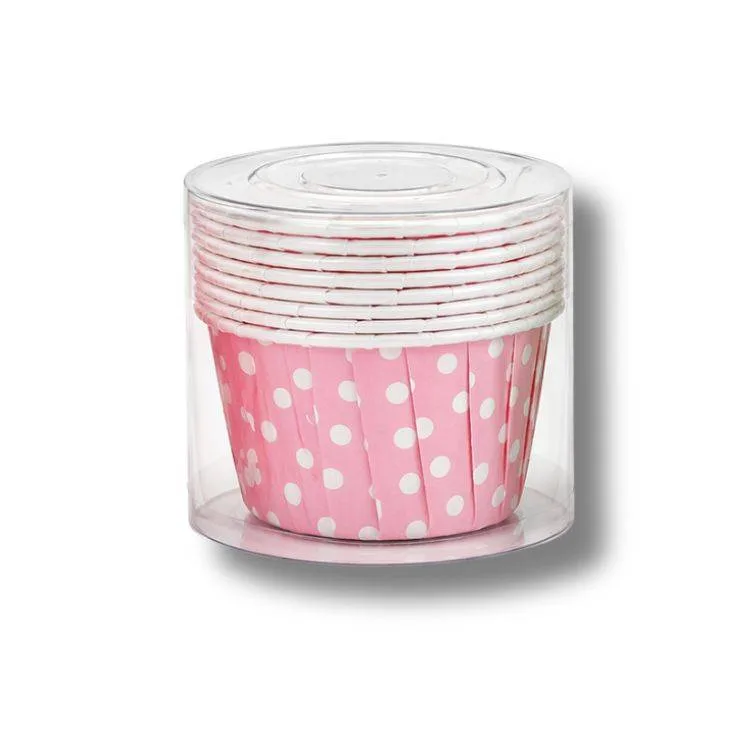 Košíčky na mini muffiny pevné růžové s puntíky (10 ks)
