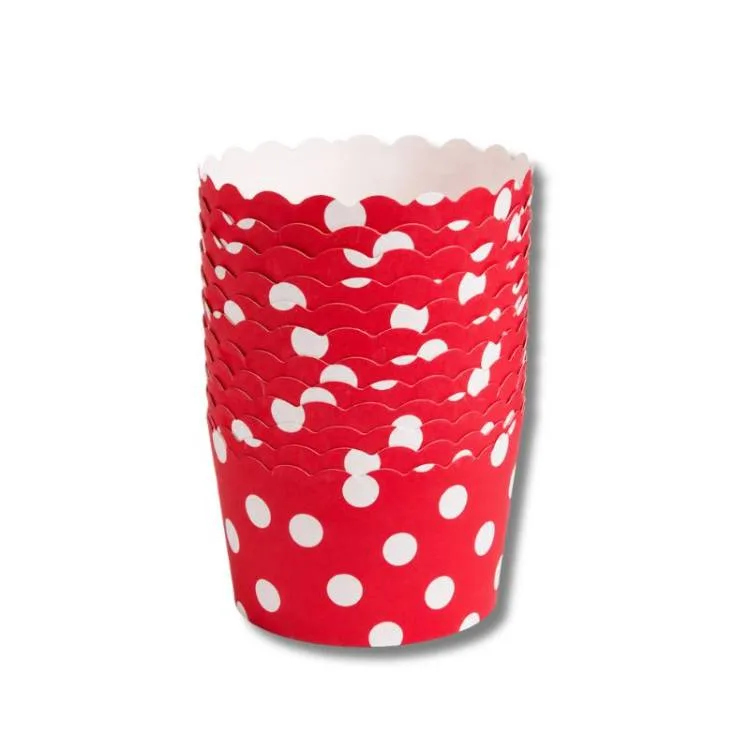 Pevné papírové košíčky na muffiny s puntíky červené 6x5,5 cm (12 ks)