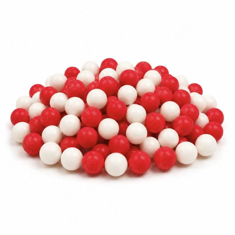 Cukrové perly červené a bílé 7 mm 40 g – SweetArt