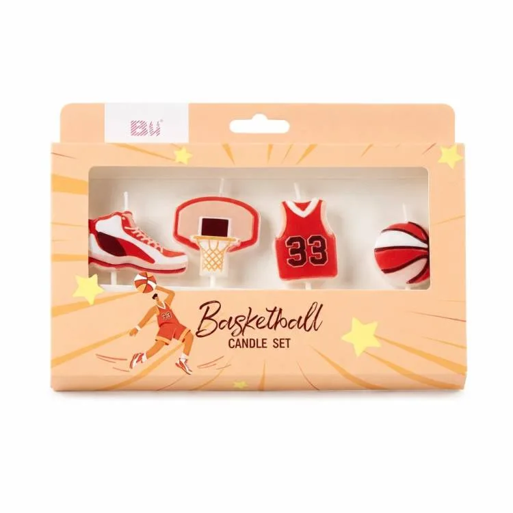 Dortové svíčky Basketbalový set, výška 2,5–3,5 cm (4 ks)