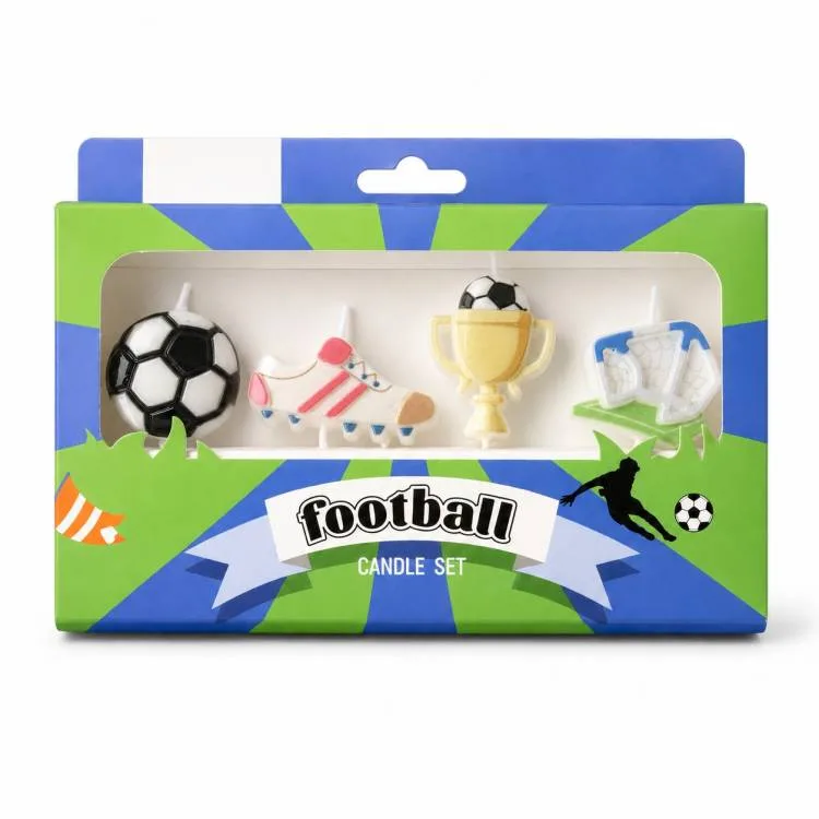 Dortové svíčky Fotbalový set, výška motivů 2–4,4 cm (4 ks)