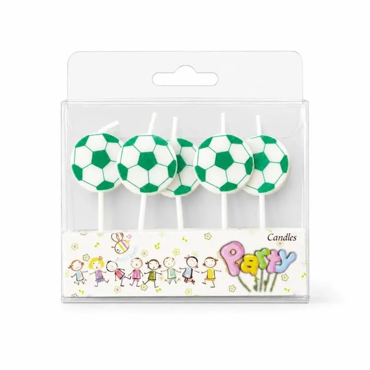 Svíčky Fotbalové míče zelené, 2,5 cm, 5 ks