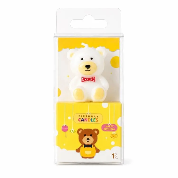 Dortová svíčka Medvídek bílý, 3,5 cm (1 ks)