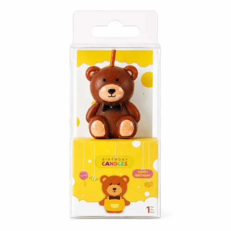 Dortová svíčka Medvídek hnědý, výška 3,5 cm (1 ks)