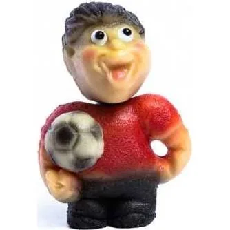 Marcipánová figurka fotbalista, červený dres 8x5 cm 70g – Frischmann