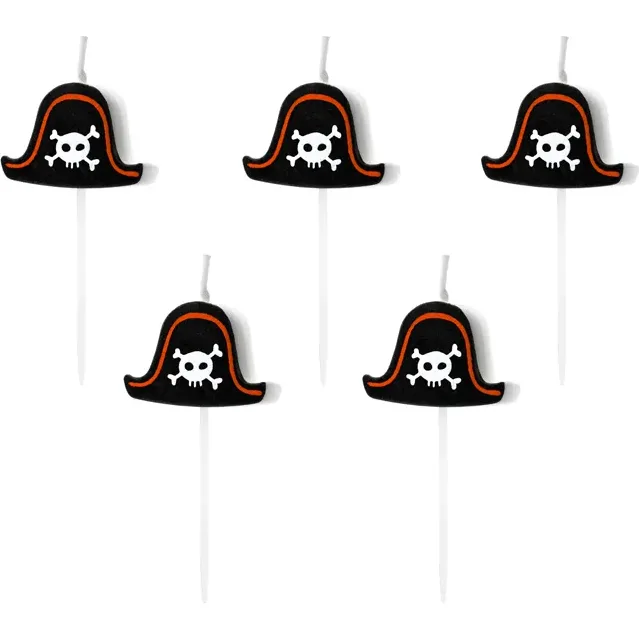Dortové svíčky pirátský klobouk 2 cm 5 ks – PartyDeco