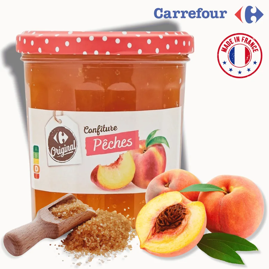 Broskvový džem se třtinovým cukrem 370 g – Carrefour Original
