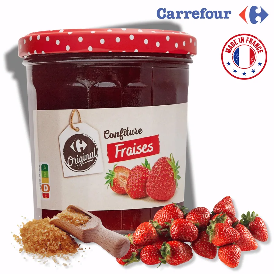 Jahodový džem se třtinovým cukrem 370 g – Carrefour Original
