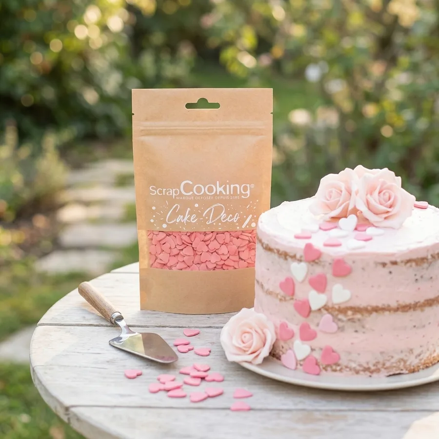 Cukrová srdíčka růžová 55g – ScrapCooking