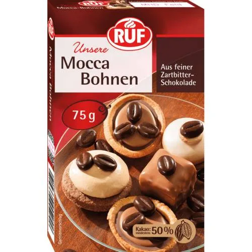 Čokoládové zdobení kávová zrna 75 g – RUF