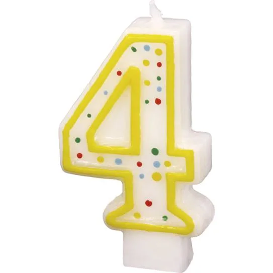 Narozeninová svíčka číslo 4 s puntíky, 7,3 cm – Amscan