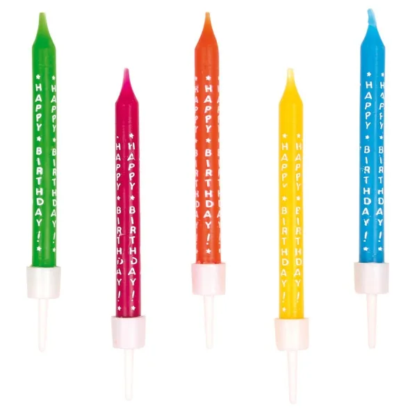 Dortové svíčky Happy Birthday 6,3 cm 10 ks – Amscan