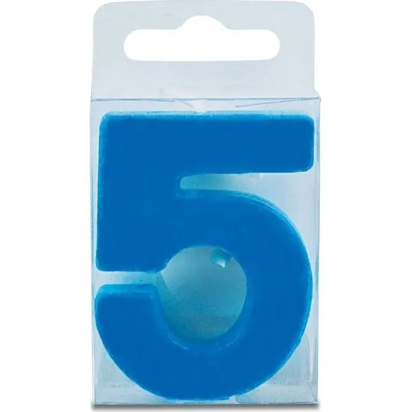 Dortová svíčka číslice 5 mini modrá, 4 cm – Stadter