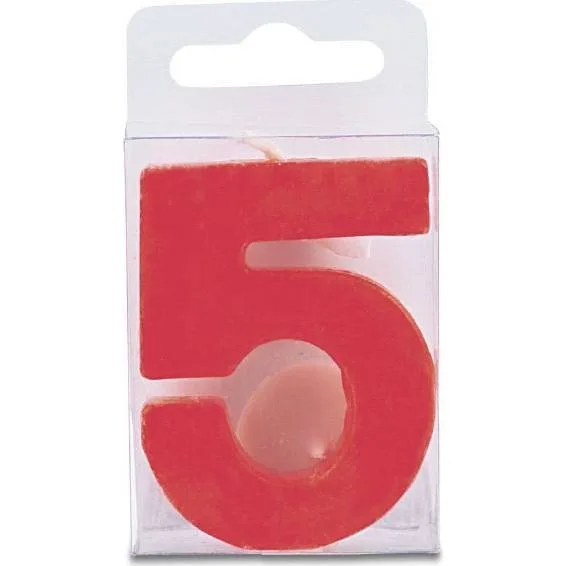 Dortová svíčka číslice 5 mini, červená 4 cm – Stadter