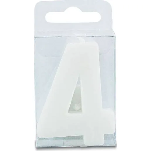 Dortová svíčka číslice 4 mini, bílá, 4 cm – Stadter