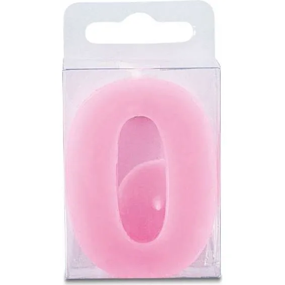 Dortová svíčka číslice 0 mini, růžová, 4 cm – Stadter