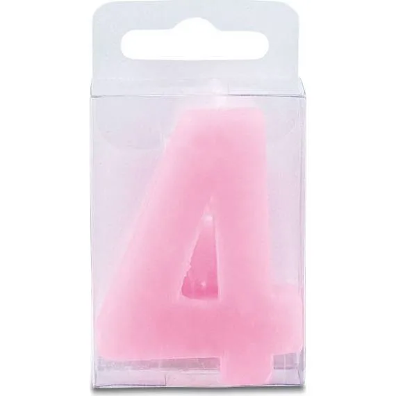 Svíčka ve tvaru číslice 4 mini růžová 4 cm – Stadter