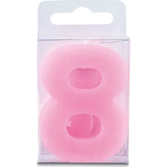 Dortová svíčka číslice 8 mini růžová 4 cm – Stadter