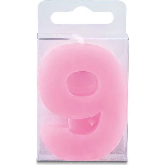 Svíčka na dort číslice 9 mini, růžová, 4 cm – Stadter