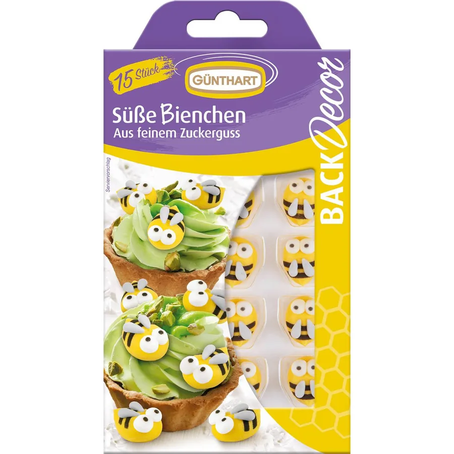 Cukrová dekorace včeličky na dort a cupcakes 15 ks – Gunthart