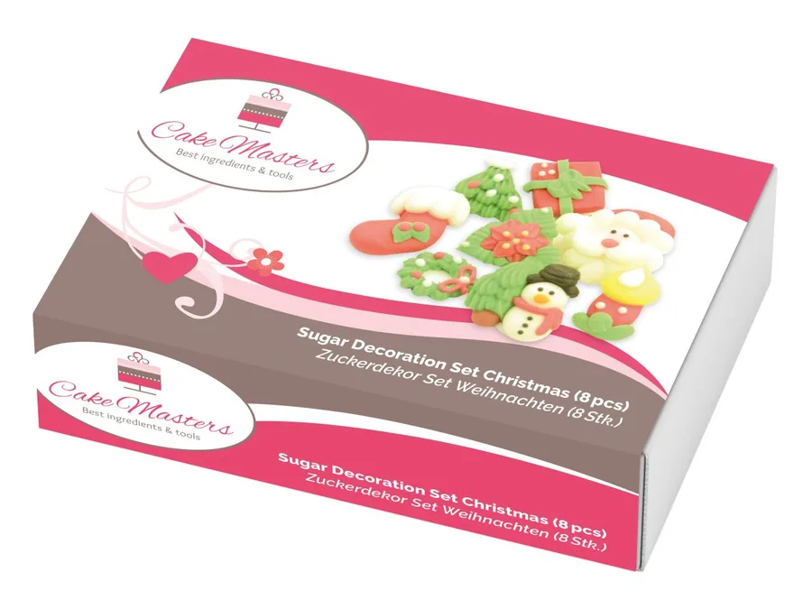 Cukrová dekorace 3D Vánoce 8 ks – Cake Masters