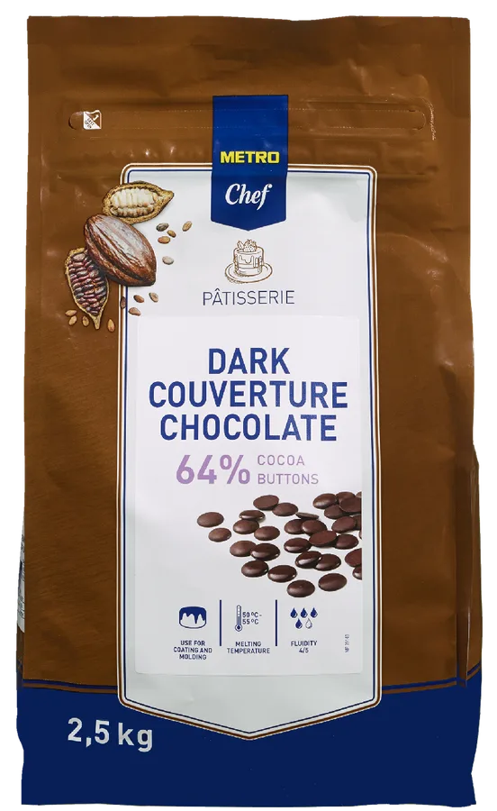 Hořká čokoláda 64% v čočkách 2,5 kg – METRO Chef