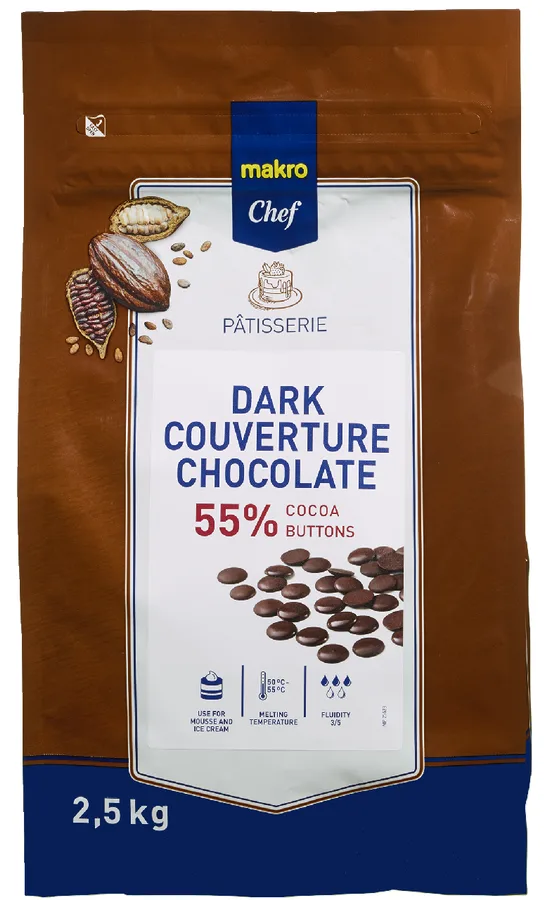 Čokoládové čočky hořká čokoláda 55% 2,5 kg – METRO Chef