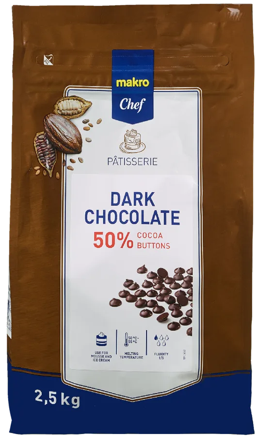Čokoládové čočky hořká čokoláda 50% 2,5 kg – METRO Chef