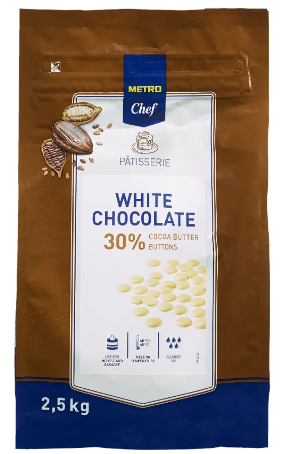 Bílá čokoláda pecky 30% 2,5 kg – METRO Chef