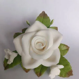 Cukrová růže 7x7 cm bílá – I Love Cakes