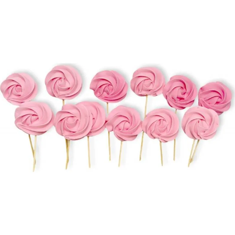 Cukrová lízátka růžová 12 ks – I LOVE CAKES