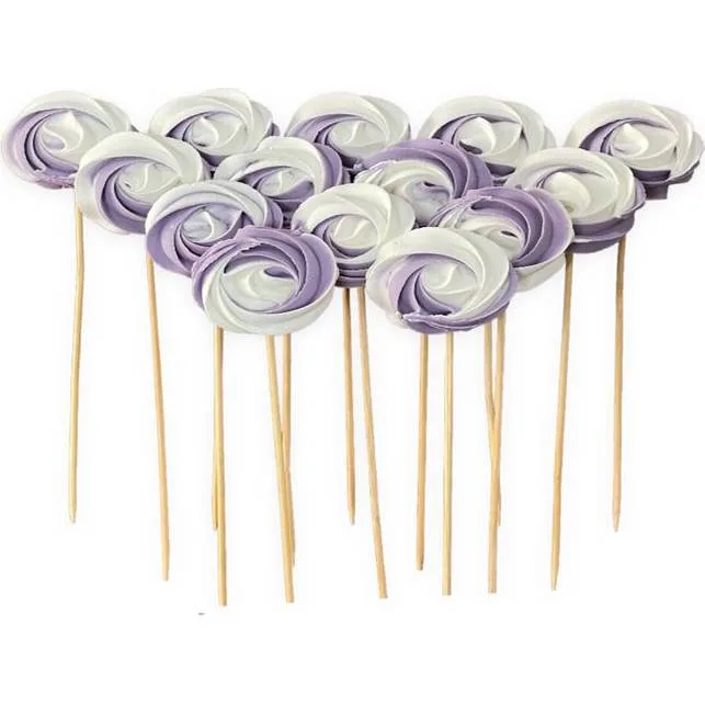 Cukrová lízátka bílo fialová 12 ks – I Love Cakes