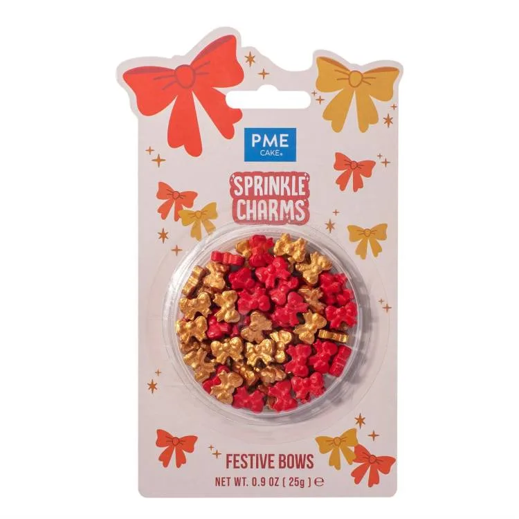 Cukrové mašličky zlaté a červené 25 g – PME