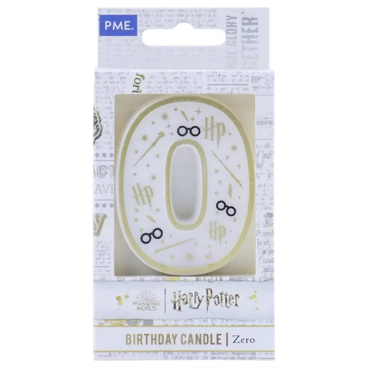 Harry Potter dortová svíčka číslo 0 bílo-zlatá 6,8 cm – PME