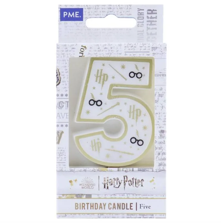 Harry Potter dortová svíčka číslo 5 bílo-zlatá 6,8 cm – PME