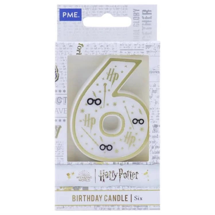 Harry Potter svíčka bílo-zlatá číslo 6, 6,8 cm – PME