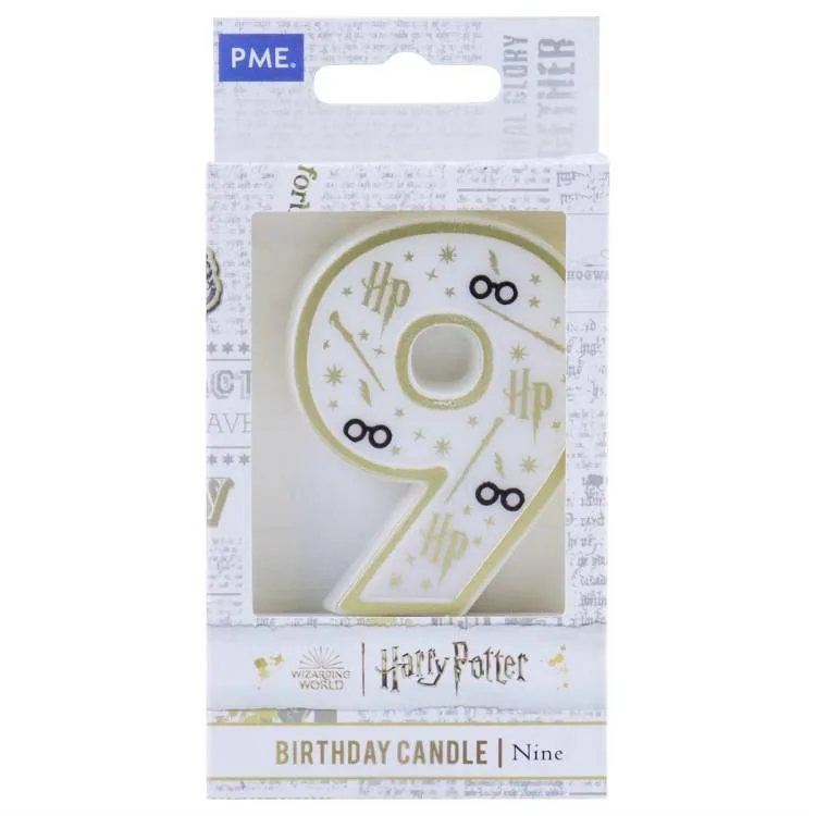 Dortová svíčka Harry Potter číslo 9 bílo-zlatá 6,8 cm – PME