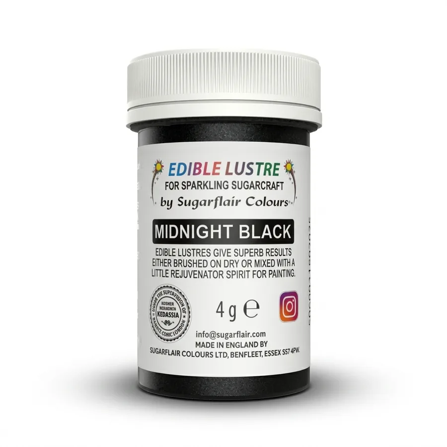 Prachový lesk Midnight Black černý perleťový 4 g – Sugarflair