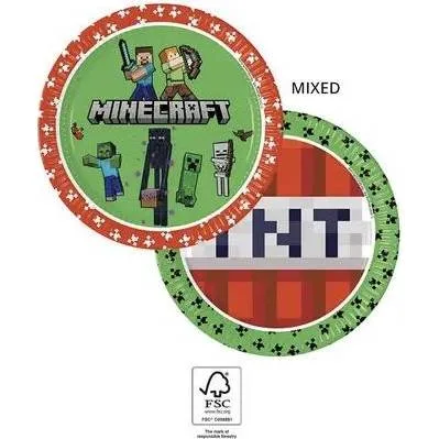 Papírové talířky Minecraft 23 cm, 8 ks – Procos