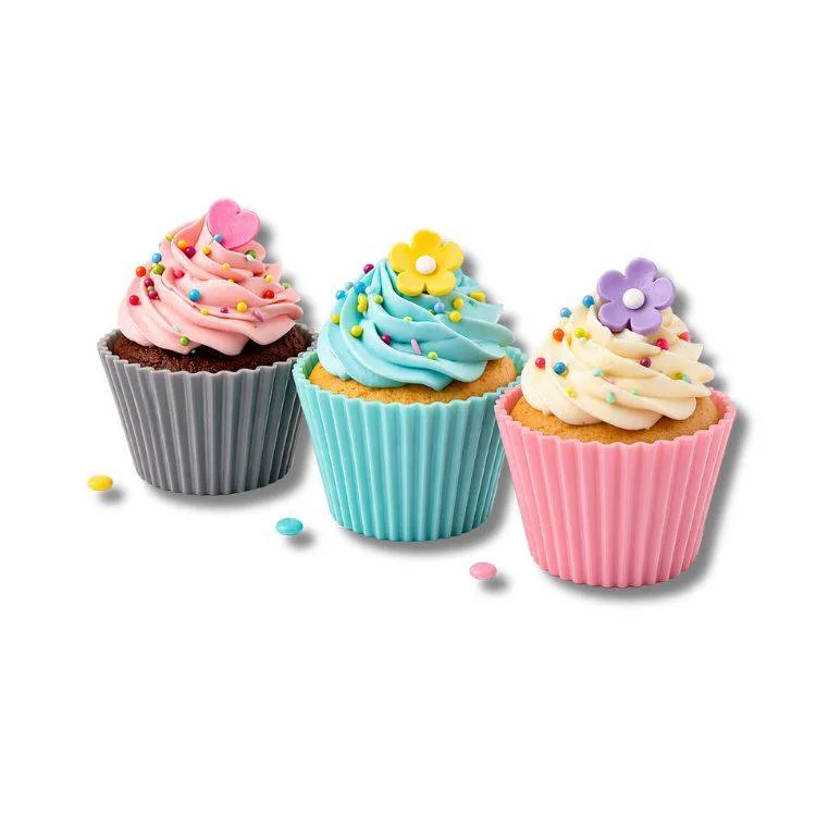Silikonové košíčky na muffiny růžové, modré a šedé 4,5 × 3 cm, 6 ks