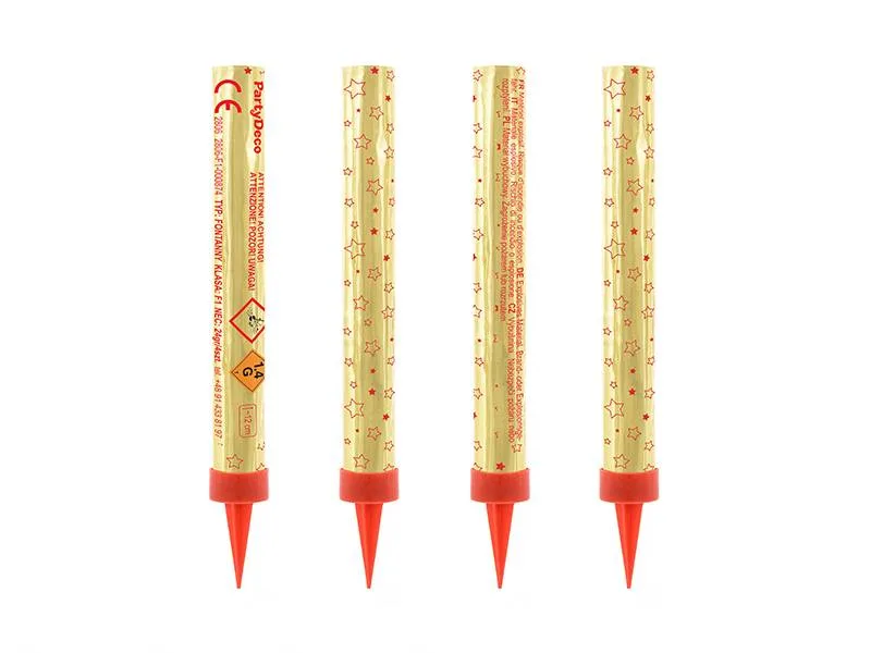 Dortová fontána zlatá 12 cm (4 ks) – PartyDeco