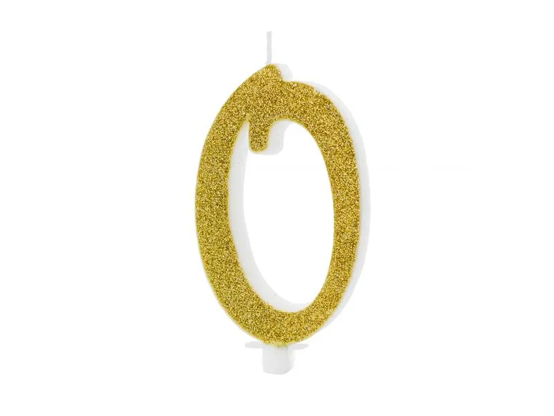 Dortová svíčka číslo 0 zlatá 10 cm – PartyDeco