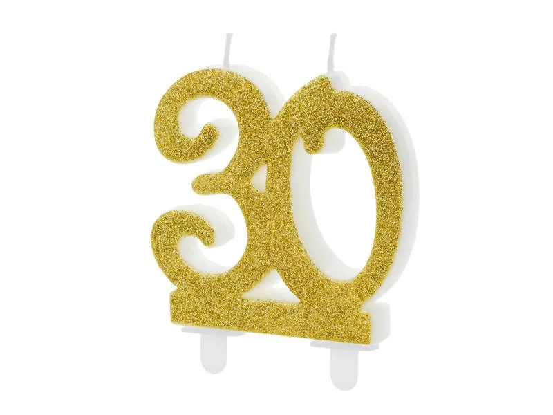 Svíčka na dort číslice 30, výška 7,5 cm – PartyDeco