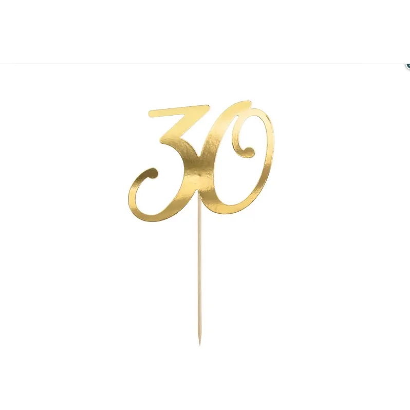 Zápich do dortu 30 zlatý 20,5 cm – PartyDeco