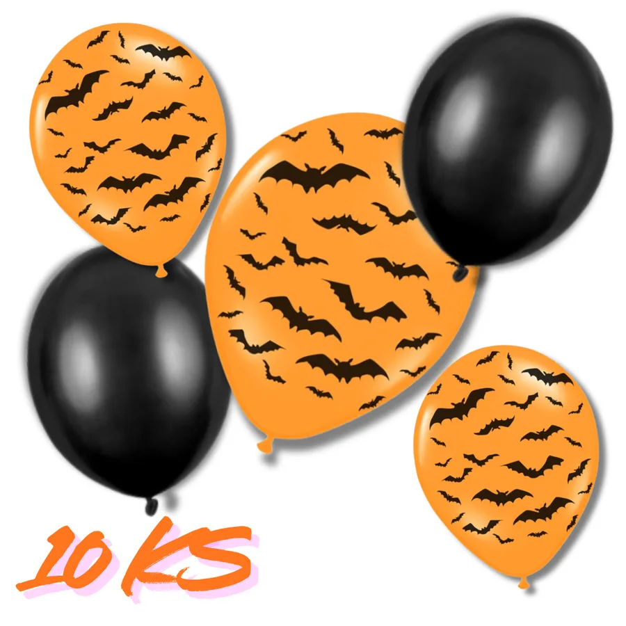 Latexové balónky Halloween netopýři 30 cm, 10 ks – Party Deco