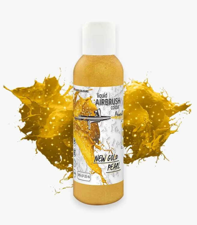 Airbrush barva tekutá perleťová New Gold Pearl 135 ml – Food Colours