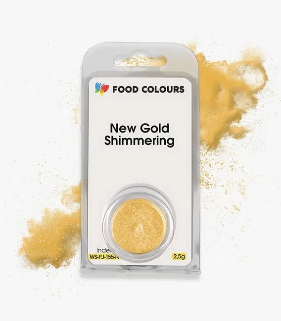 Jedlá prachová perleťová barva New Gold Shimmering 2,5 g – Food Colours