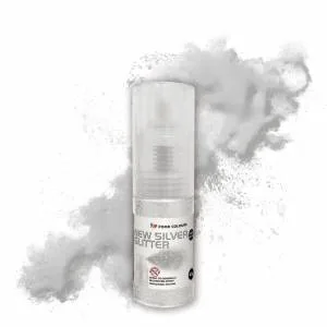 Třpytky v rozprašovači New Silver Glitter 10 g – Food Colours